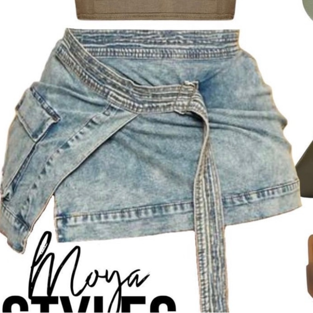 Medium Asymmetrical Style Denim Skirt